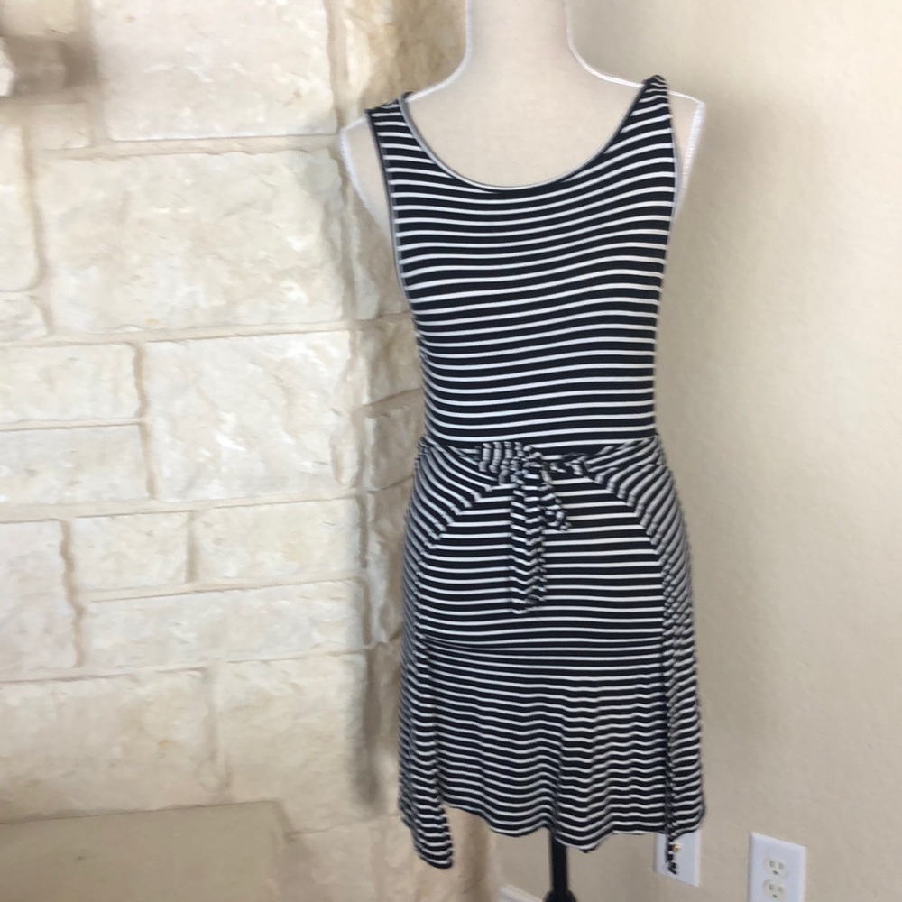 Black and white striped tank dress